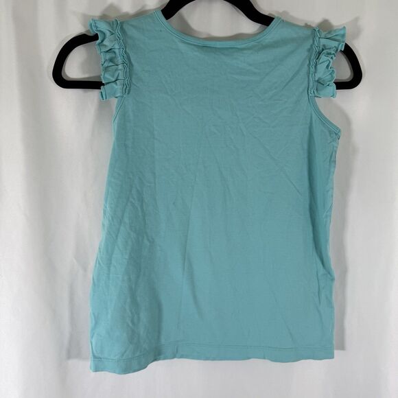 Hanna Anderson Shirt Girls 10 Blue Tank Top Round Neck Fish Print 100% Cotton - Picture 9 of 10